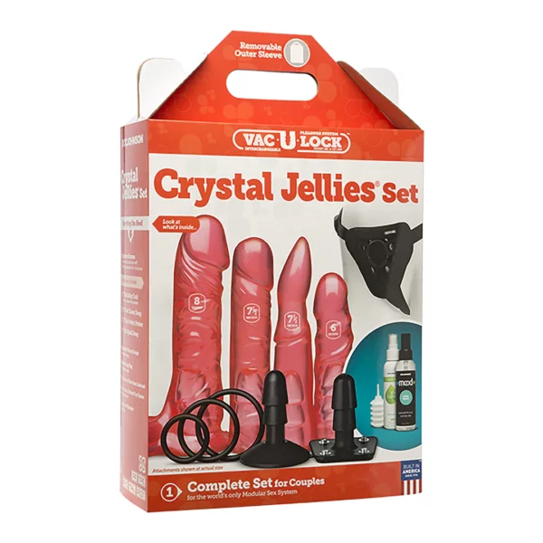 Doc Johnson - Vac-U-Lock Set de Arneses Crystal Jellies Rosa