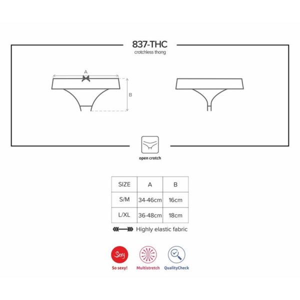 837-thc-1 Tanga Abierto Color Negro S/M - Imagen 6