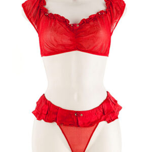 Crop Top Set. Rosebuds Red
