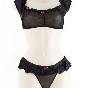 Crop Top Set. Rosebuds Black