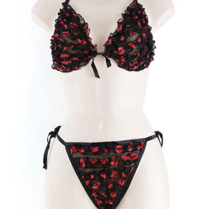 Ruffle Bra & Tie G-str Lips