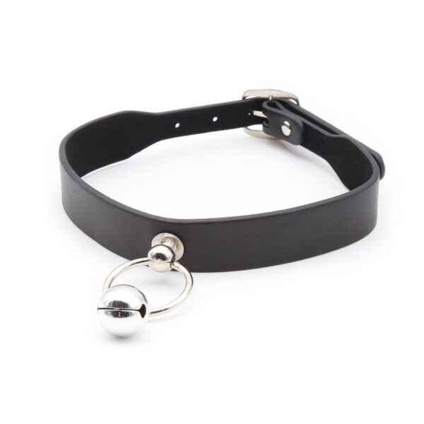 Collar Con Aro Y Cascabel Negro - Imagen 2