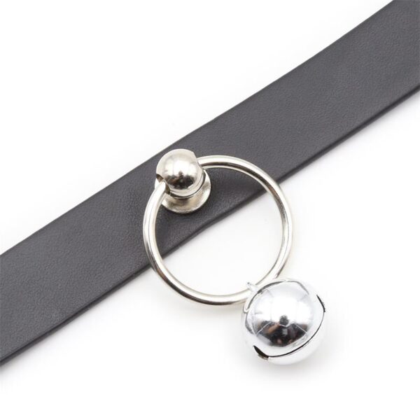 Collar Con Aro Y Cascabel Negro - Imagen 3