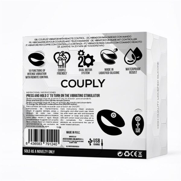Couply Juguete Para Parejas Con Control Remoto Usb Unibody Silicona Líquida - Imagen 3