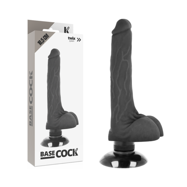 Basecock – Vibrador Realistico 2-1 Negro 18.5 Cm