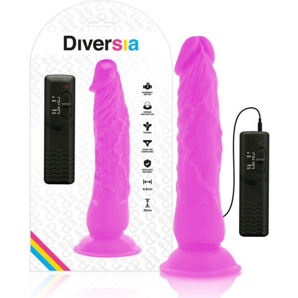 Diversia – Dildo Flexible Con Vibracion 21 Cm – Lila - Imagen 2