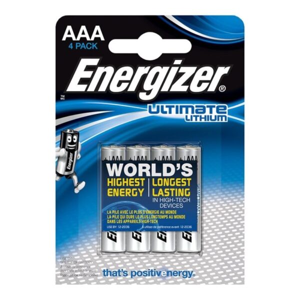 Energizer Ultimate Lithium Pila Litio AAA L92 Lr03 1.5v Blister*4