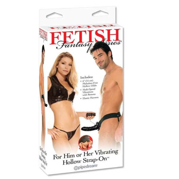 Fetish  Arnes Hueco Vibrador Para El Y Ella Negro 14cm - Imagen 2