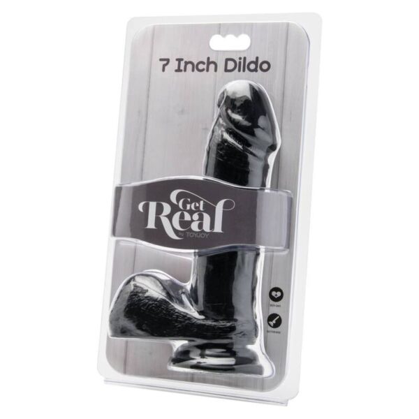 Get Real – Dildo 18 Cm Con Testiculos Negro - Imagen 2