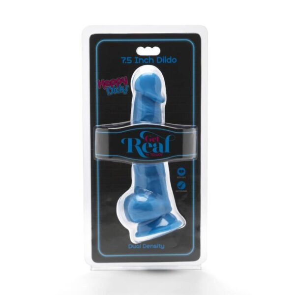 Get Real – Happy Dicks 19 Cm Con Testiculos Azul - Imagen 2