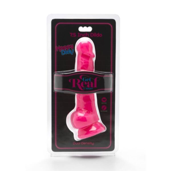 Get Real – Happy Dicks 19 Cm Con Testiculos Rosa - Imagen 2