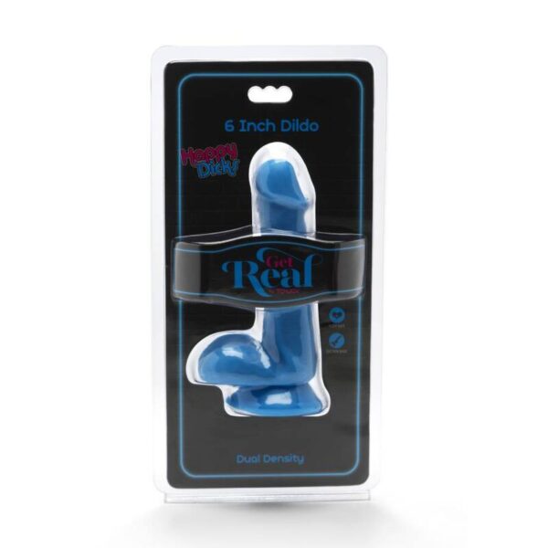 Get Real – Happy Dicks Dildo 12 Cm Con Testiculos Azul - Imagen 2