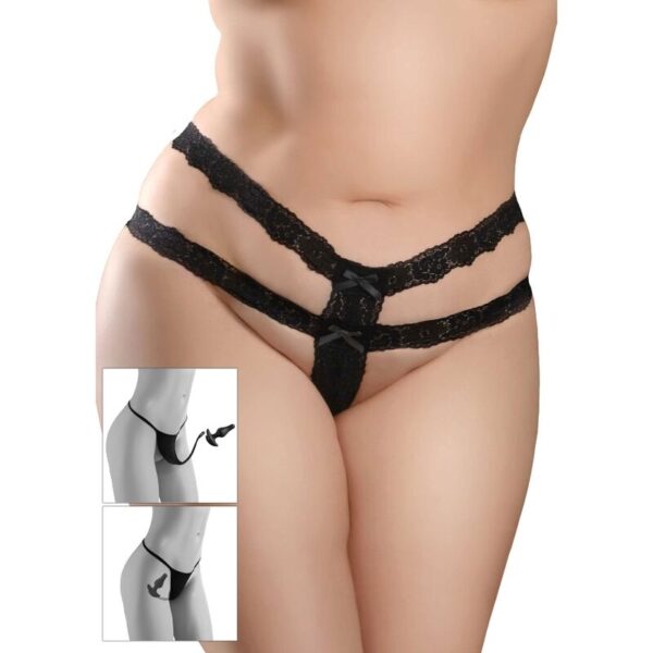 Hook Up Panties – Crotchless Secret Gem Negro Lazo - Imagen 2