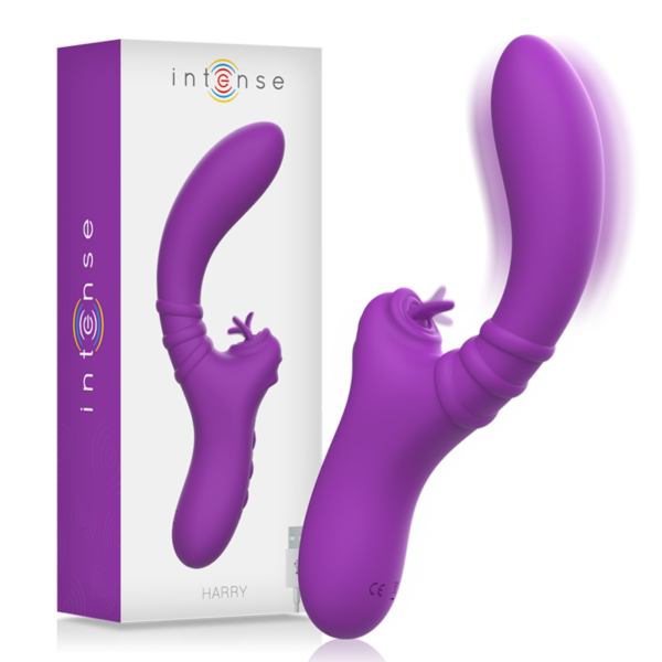 Intense – Harry Vibrador Flexible Con Lengua Morado - Imagen 2