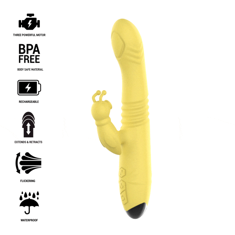 Intense – Toky Vibrador Multifunción Recargable Up & Down Con Estimulador DE Clitoris Amarillo