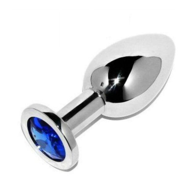 Metalhard Anal Plug Diamond Blue Small 5.71cm - Imagen 2