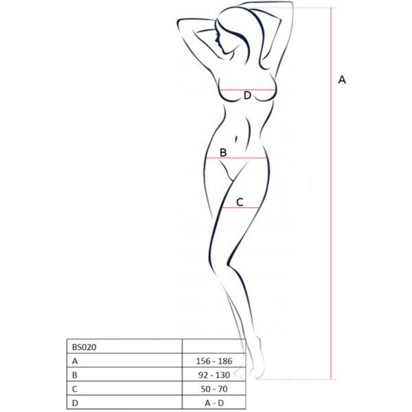 Passion – Woman Bs020 Bodystocking Blanco Talla Unica - Imagen 2