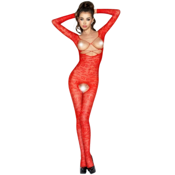 Passion – Woman Bs031 Bodystocking Rojo Talla Unica