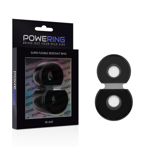 Powering- Super Flexible Y Resistente Anillo Pene Doble Pr09 Negro - Imagen 2