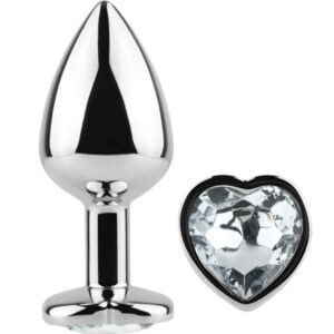 Secret Play – Metal Butt Plug Corazón Transparente Talla S 7 Cm
