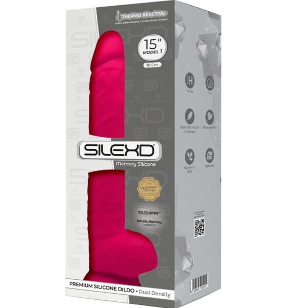 Silexd – Modelo 1 Pene Realistico Silicona Premium Silexpan Fucsia 38 Cm - Imagen 2