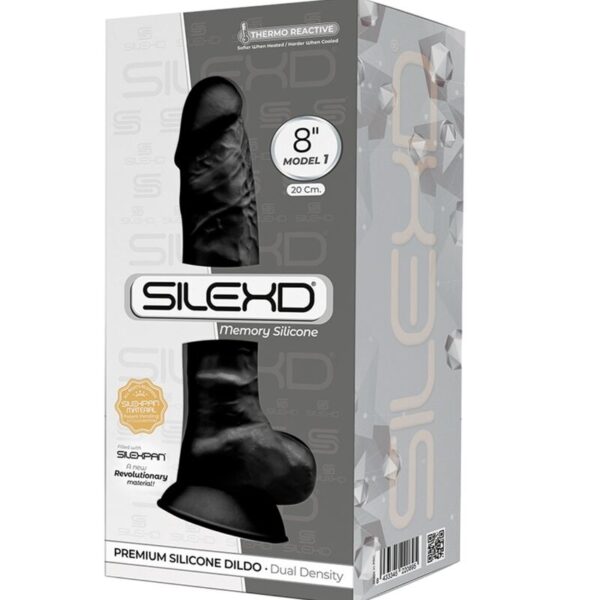Silexd – Modelo 1 Pene Realistico Silicona Premium Silexpan Negro 20 Cm - Imagen 2