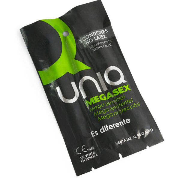 Uniq – Megasex Preservativos Sensitivos Con Liguero Sin Latex 3 Unidades