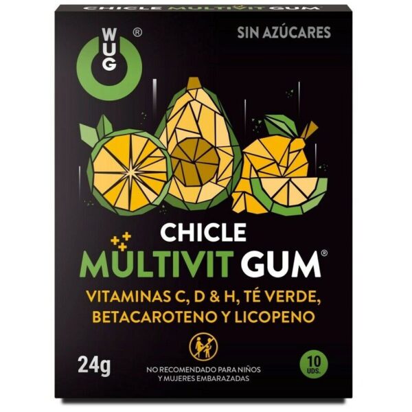 Wug Gum – Multivit Chicle Vitamina C. H. D. Betacaroteno. Licopeno Y Té Verde 10 Unidades - Imagen 2