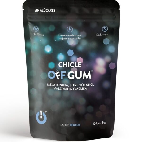 Wug Gum – off Chicle Valeriana. Triptófano. Melisa Y Melatonina 10 Unidades