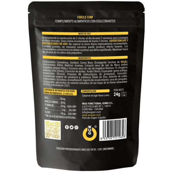Wug Sex Sense – Cum Chicle Aumentador DE Eyaculacion & Sabor a Platano Del Semen 10 Unidades - Imagen 2