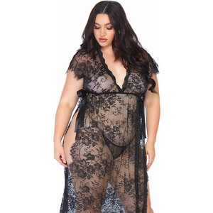 Kaftan Floral Con Tanga – Negro