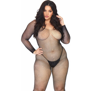 Bodystocking DE Red Y Decorado Strass – Negro