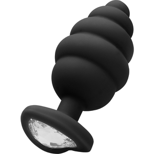Largo Ribbed Diamond Heart Plug – Negro