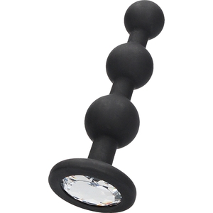 Butt Plug DE Diamante Con Perlas DE Silicona- Negro