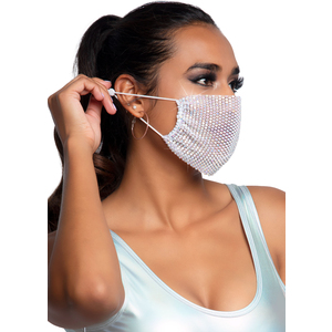 Leg Avenue Mascarilla Harlow Rhinestone – Blanco