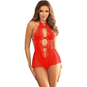 Body DE Una Pieza Con Encaje Rojo