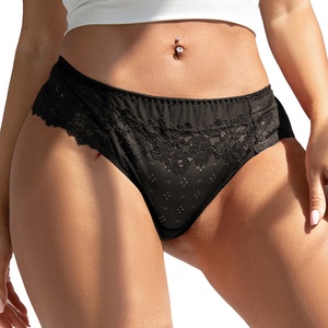 L-xl Braguitas DE Encaje Floral Sexy Negro