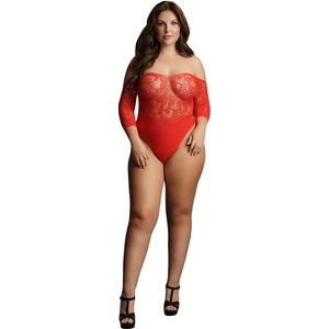 Le Desir Crotchless Rhinestone Teddy – Rojo