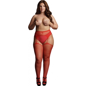 Le Désir – Suspender Rhinestone Pantyhose – Medias DE Liguero- Rojo – Osx