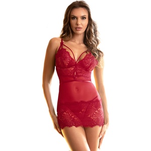 3xl Picardías DE Encaje Ceñido Con Tirantes Ajustables En Rojo Vino