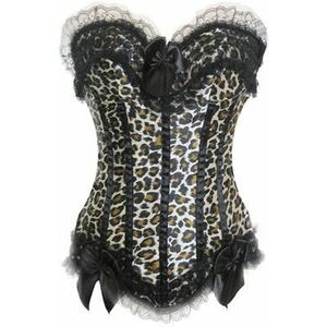 Corsé Retro DE Leopardo Con Volantes DE Encaje Beige