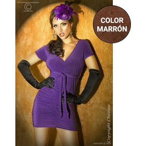 Vestido Sexy Drapeado Multifuncion Con Largos Tirantes Marron