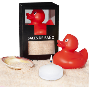 Set DE Sales DE Baño Vainilla 150 Gr. Con Pato Bañera. Vela Aromatica Y Concha