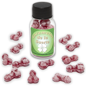 Bote DE 12 Caramelos DE Pito DE LA Suerte DE Sabor Fresa-cereza