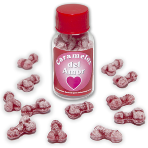 Bote DE 12 Caramelos DE Pito Del Amor DE Sabor Fresa-cereza