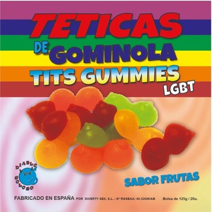 Caja DE Gominola DE Tetas Brillo Sabor Frutas 6 Colores Y Sabores Lgbt Made Is Spain
