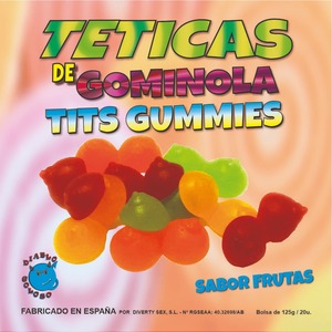 Caja DE Gominola DE Tetas Brillo Sabor Frutas 6 Colores Y Sabores Made Is Spain