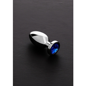Jeweled Plug Metálico Pequeño Con Perla Azul