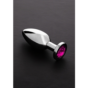Jeweled Plug Metálico Grande Con Perla Rosa