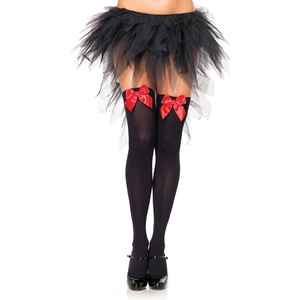 Leg Avenue Medias Opacas Negro Con Lazo Rojo